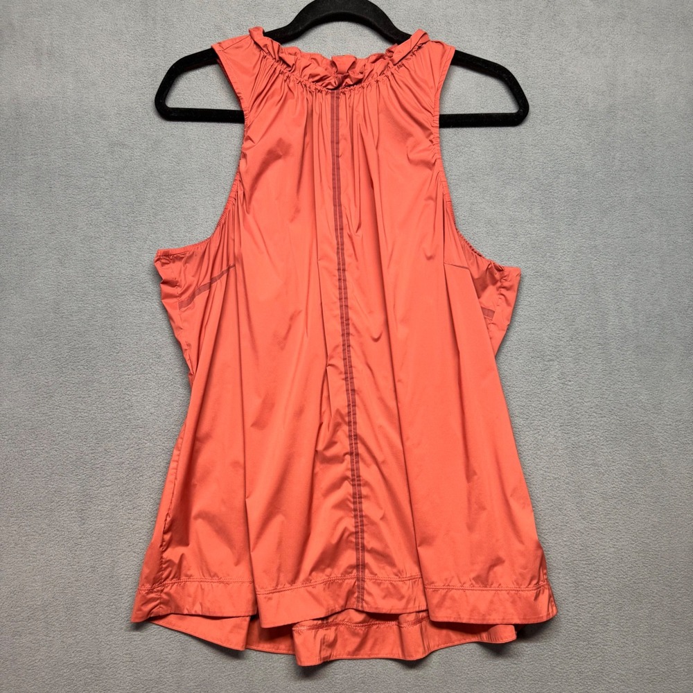 Athleta Levitate Tank Top Sleeveless Peplum Drawstring XL Coral Pink 443224